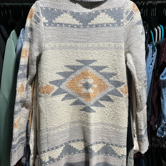 Lucky Brand Southwestern Cardigan - Cream, Gray, and Orange - Picture 2 of 5